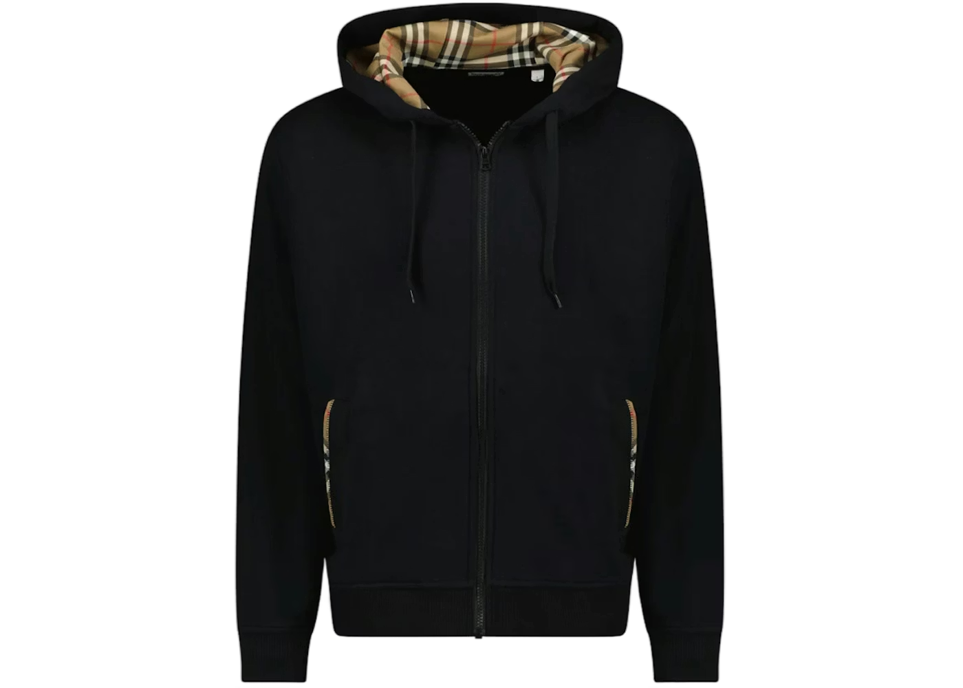 Burberry Check Trim Cotton Zip Hoodie